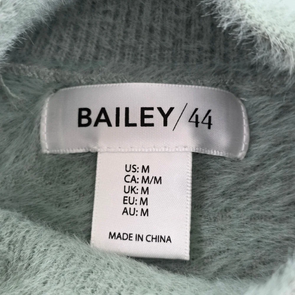 Bailey/44 Sweater Vest Fuzzy Eyelash Knit Mock Neck‎ Sage Green Medium Womens